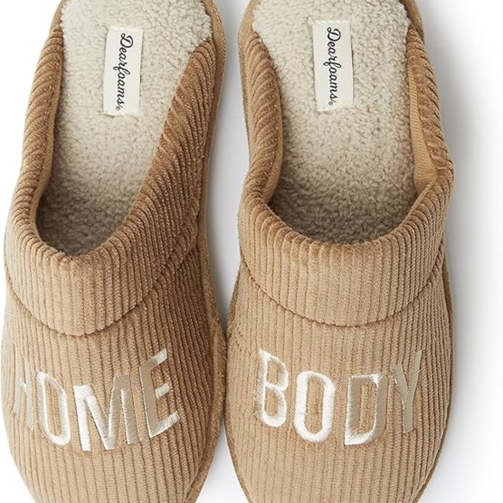 Dearfoams Mens Corduroy Memory Foam Clog Slippers Home Body Tan Size Large 11-12